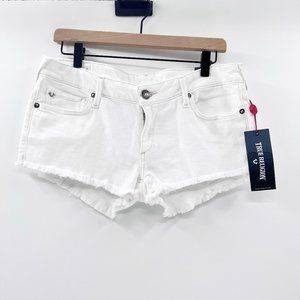 True Religion White Joey cut off shorts